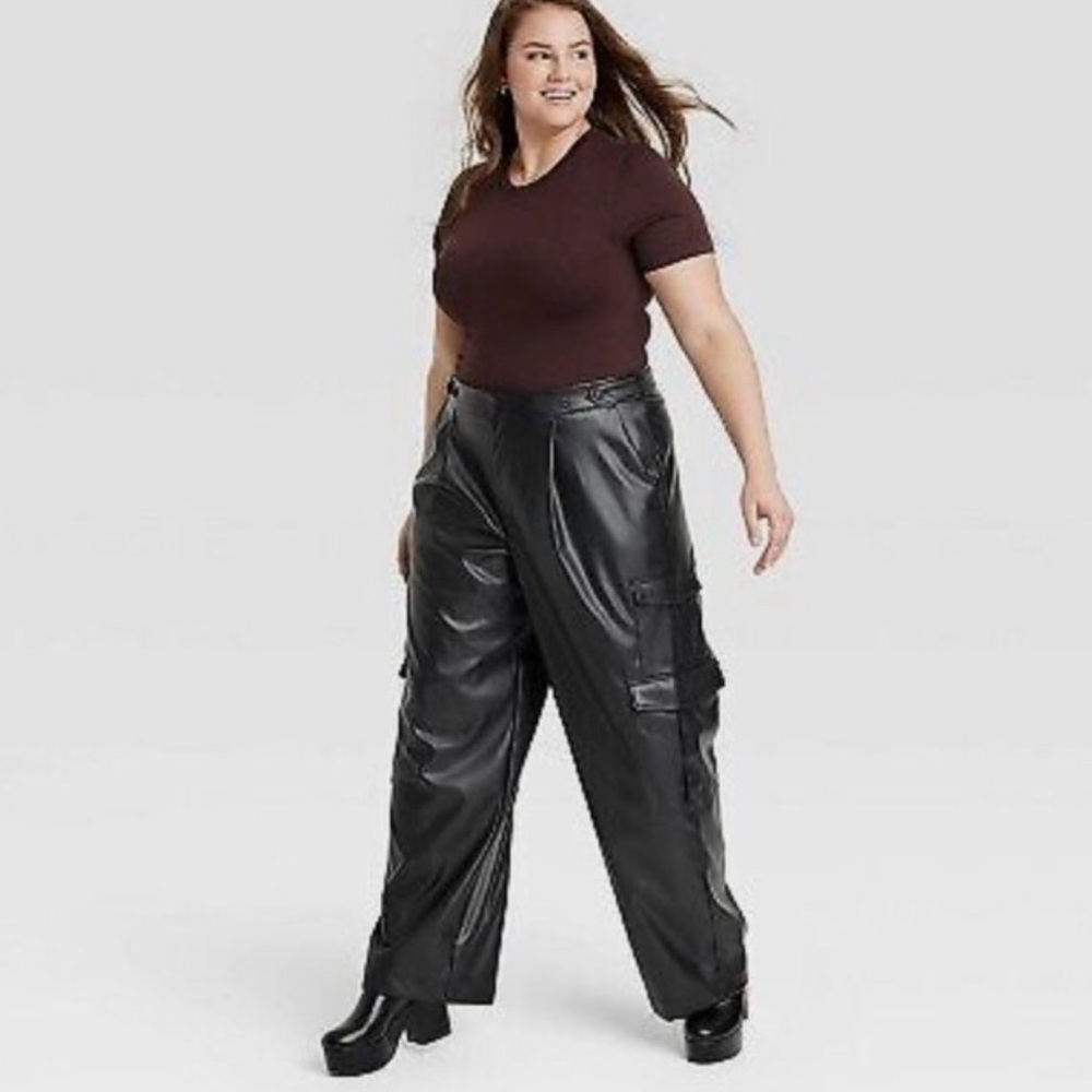 Target Black Faux Leather Wide Leg Pants
